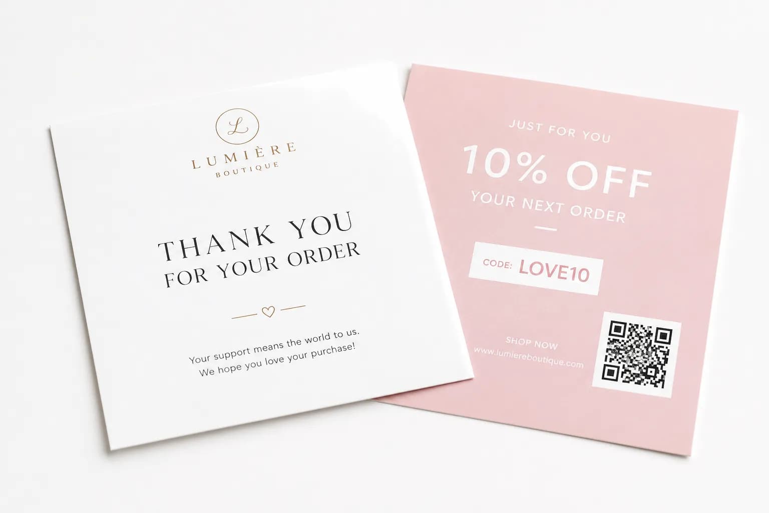 Custom packaging insert cards