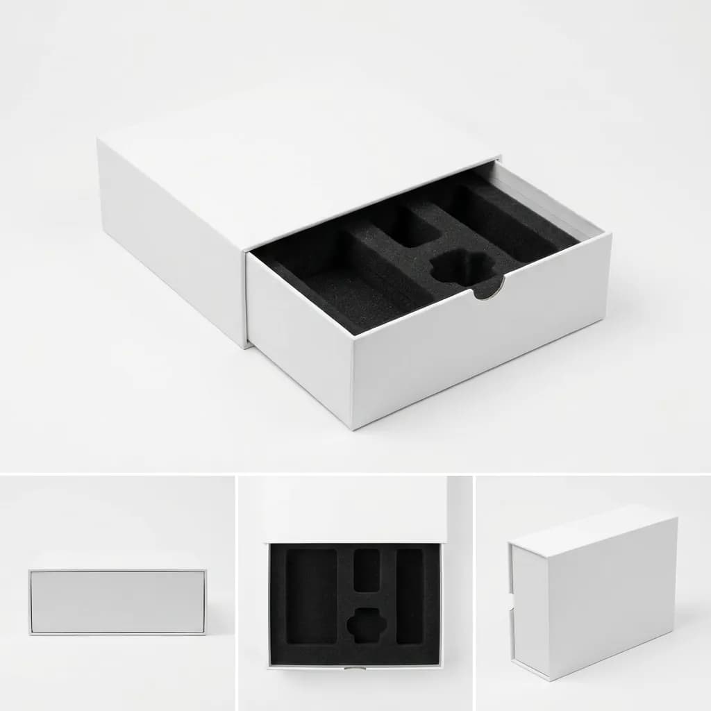Custom printed rigid drawer box with sliding tray, factory-direct