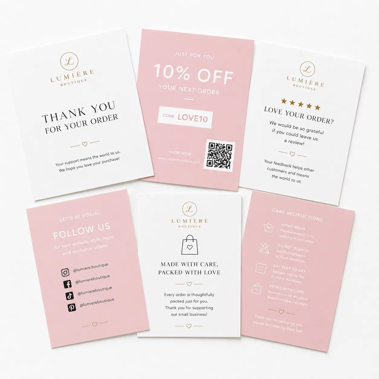 Packaging Insert Cards flat